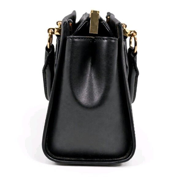 Michael Kors Marilyn Medium Saffiano Leather Satchel Black Gold - Picture 6 of 16